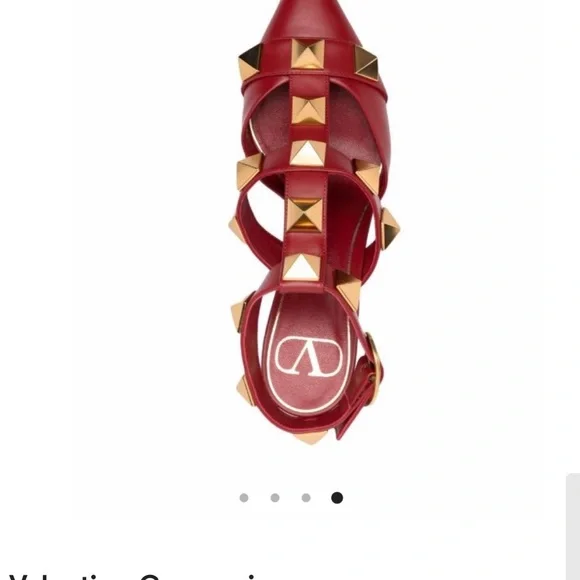 Valentino Red Studded Heels - Picture 5 of 16